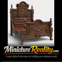 Ornate carved bed miniature, three-quarter view — thumbnail 4