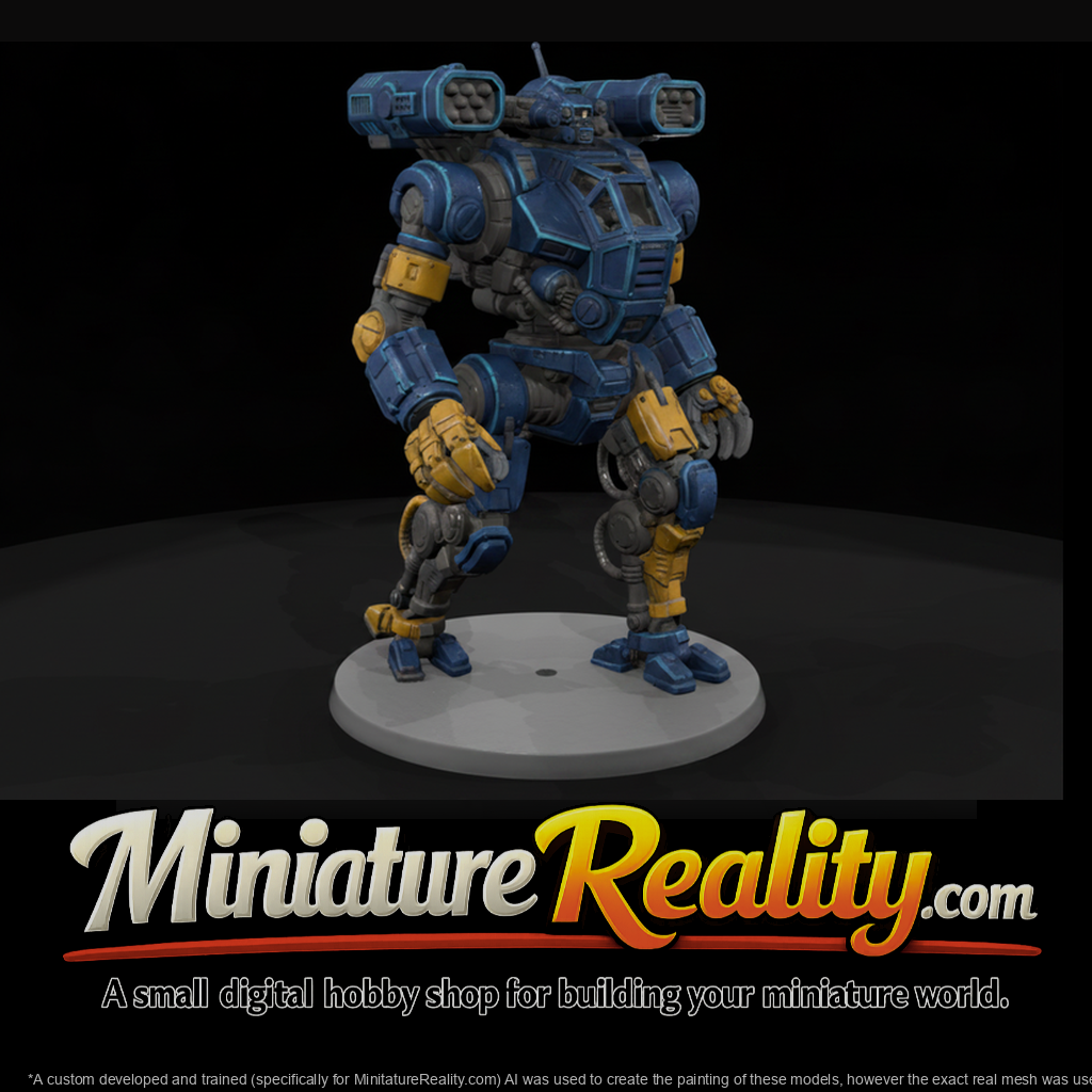 Piloted Battle Mech with Missile Pods