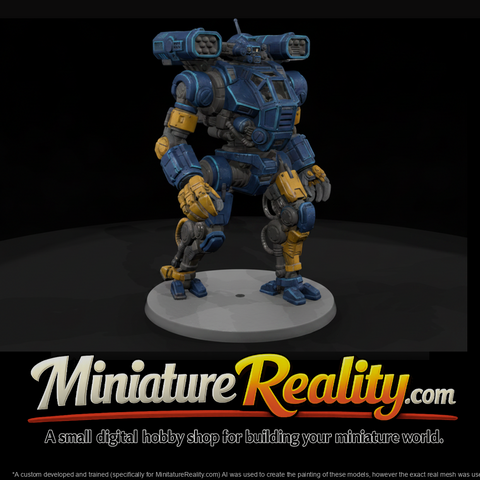 Piloted Battle Mech with Missile Pods