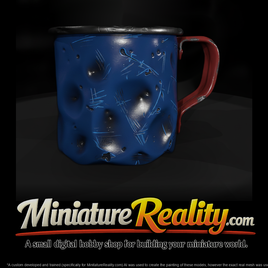 Dented Blue Enamel Camp Cup