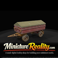 Covered Green Farm Trailer miniature, three-quarter view — thumbnail 3