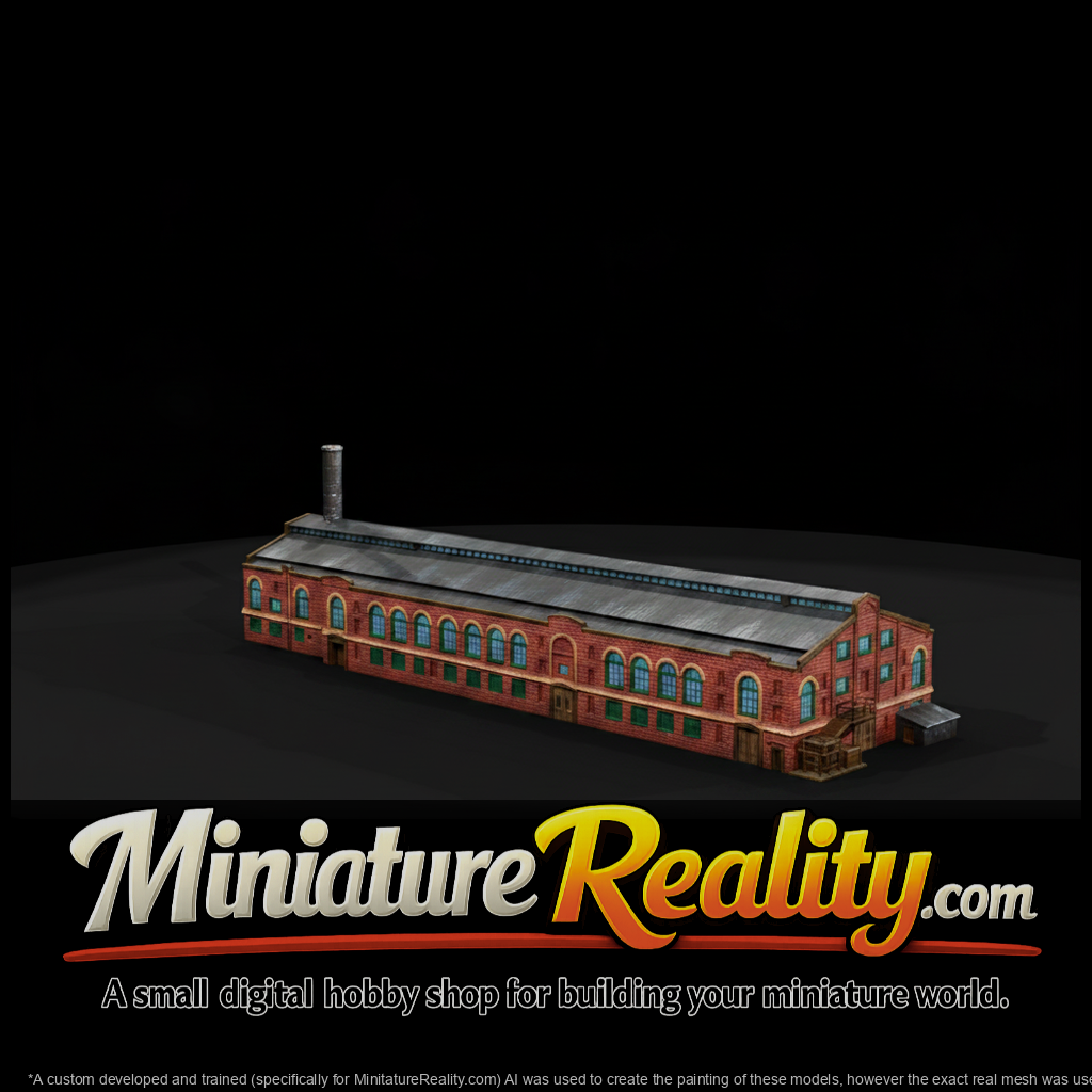 Model Brick Factory Building, three-quarter view