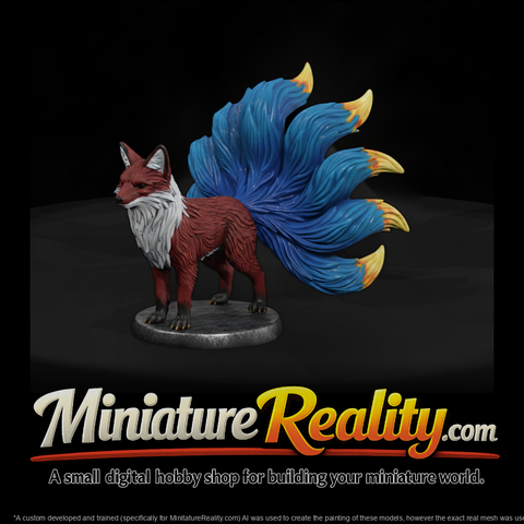 Nine-Tailed Fox Spirit miniature, three-quarter view