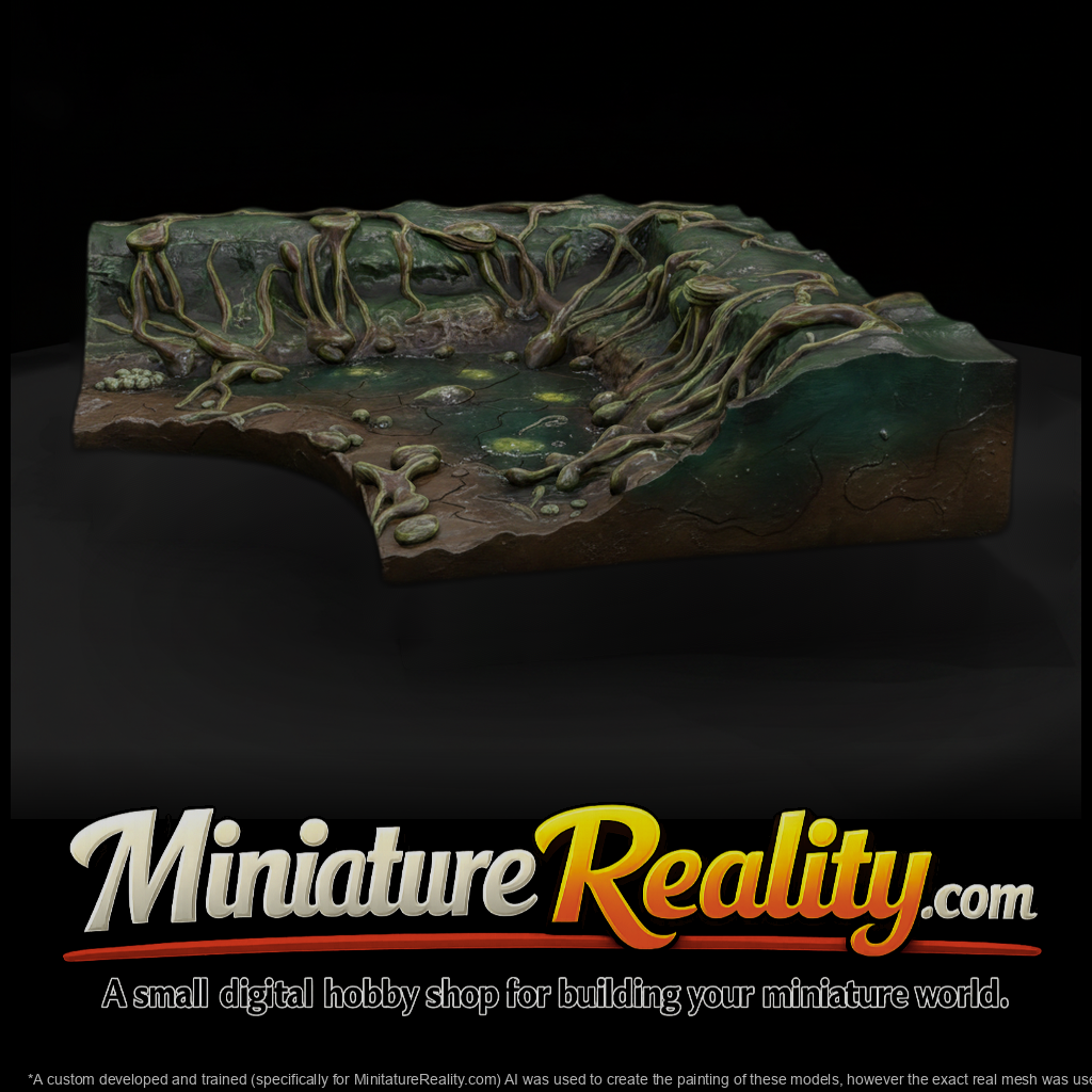 Realistic Unpainted Swamp Riverbank Terrain Base E