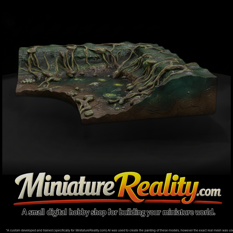 Realistic Unpainted Swamp Riverbank Terrain Base E