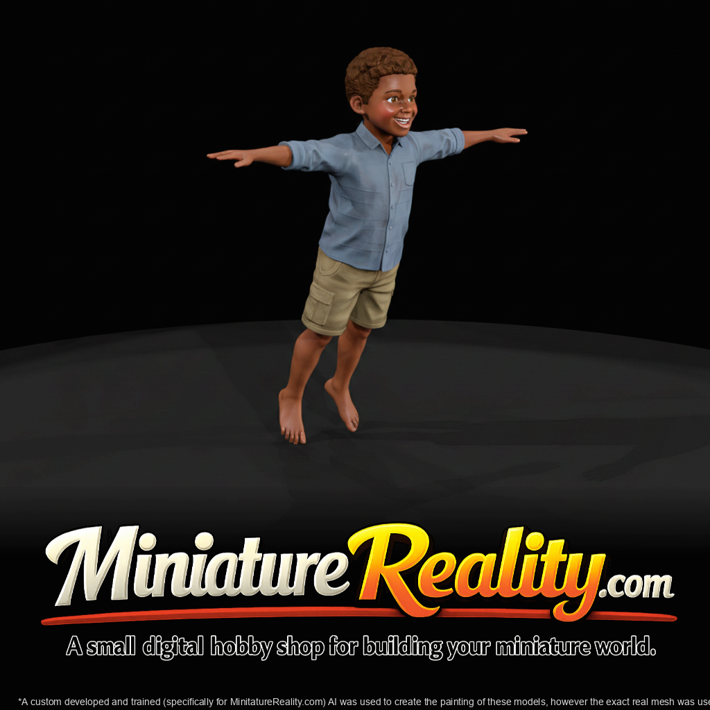 Young Boy Figurine — Standing Casual Pose