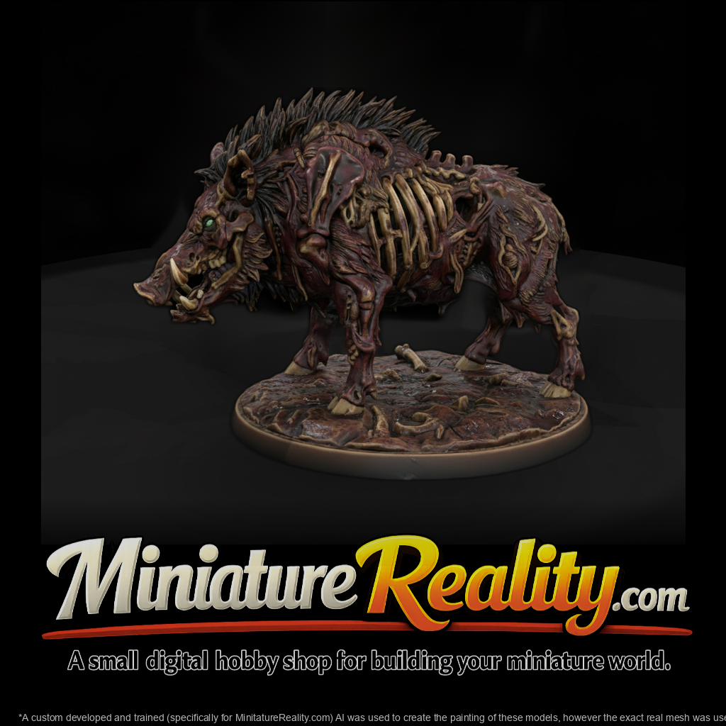 Rot Hide Carrion Boar miniature, three-quarter view