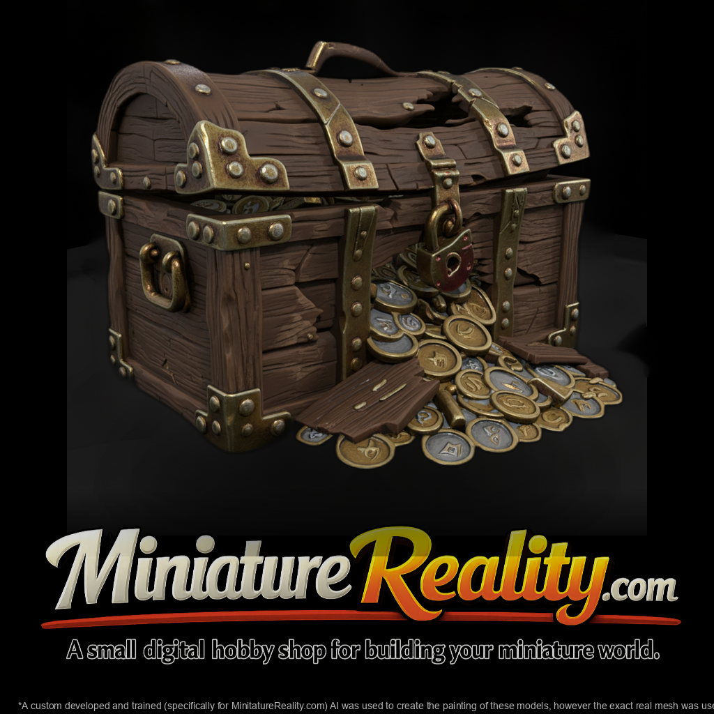 Stylized Broken Pirate Treasure Chest 3D Model Yr4