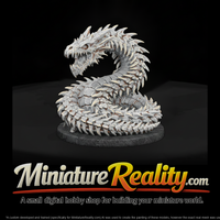 Coiled Bone Wyrm Skeletal Serpent miniature, three-quarter view — thumbnail 1