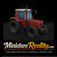 Red Farm Tractor miniature, three-quarter view — thumbnail 1