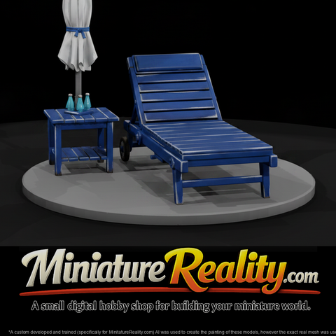 Poolside Lounger with Table and Umbrella