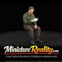Modern Seated Soldier miniature, three-quarter view — thumbnail 1