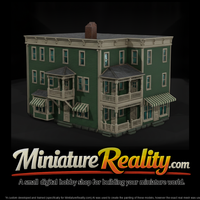 Green Three Story Hotel miniature, three-quarter view — thumbnail 1