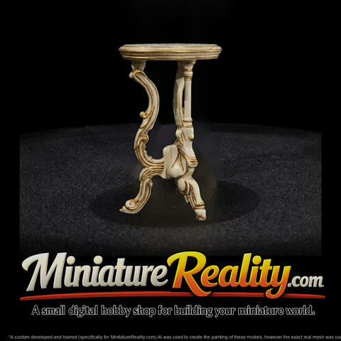 Rococo Round Accent Side Table — Ornate Pedestal
