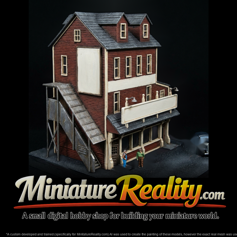 1930s Wooden Corner Storefront with Exterior Stair