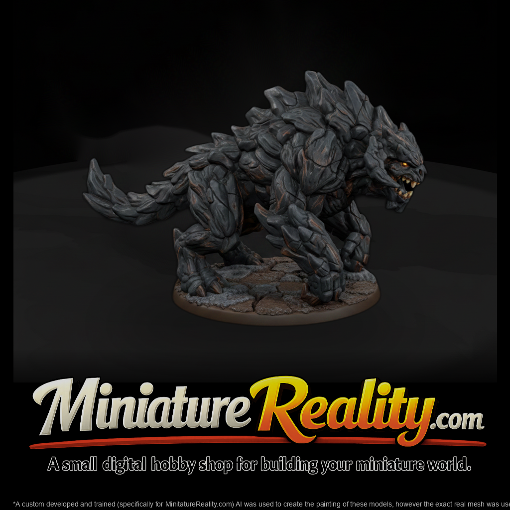 Magma Core Golem Beast miniature, three-quarter view