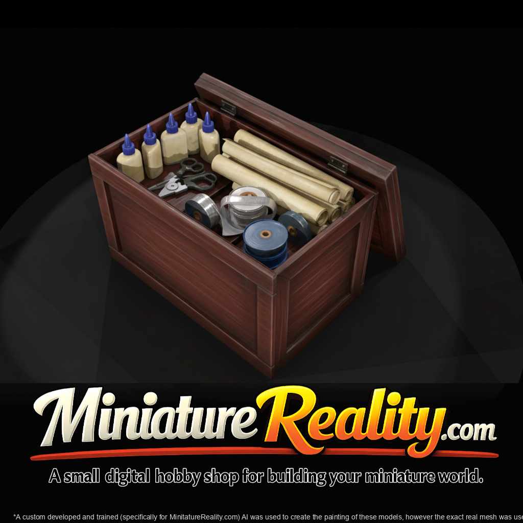 Craft Supplies Box miniature, three-quarter view