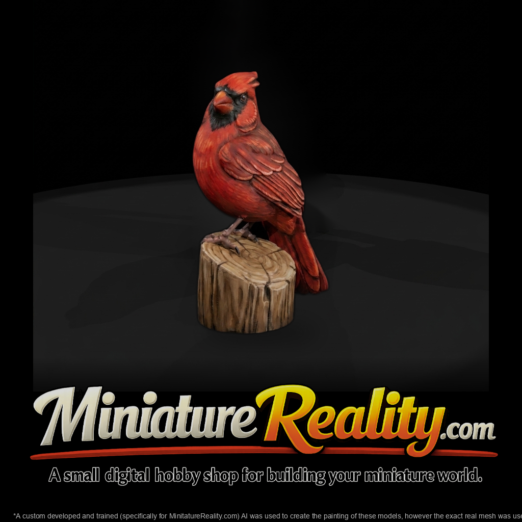 Northern Cardinal on Wood Stump — Accent