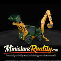 Yellow & Black Backhoe Loader miniature, three-quarter view — thumbnail 3