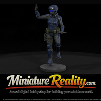 Futuristic Patrol Officer Signalling Halt — thumbnail 1