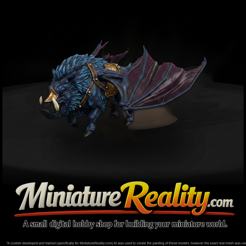 Stylized Fantasy Winged War Boar 3D Miniature Ftbb