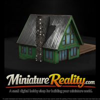 Green a Frame Cabin Forest miniature, three-quarter view — thumbnail 1