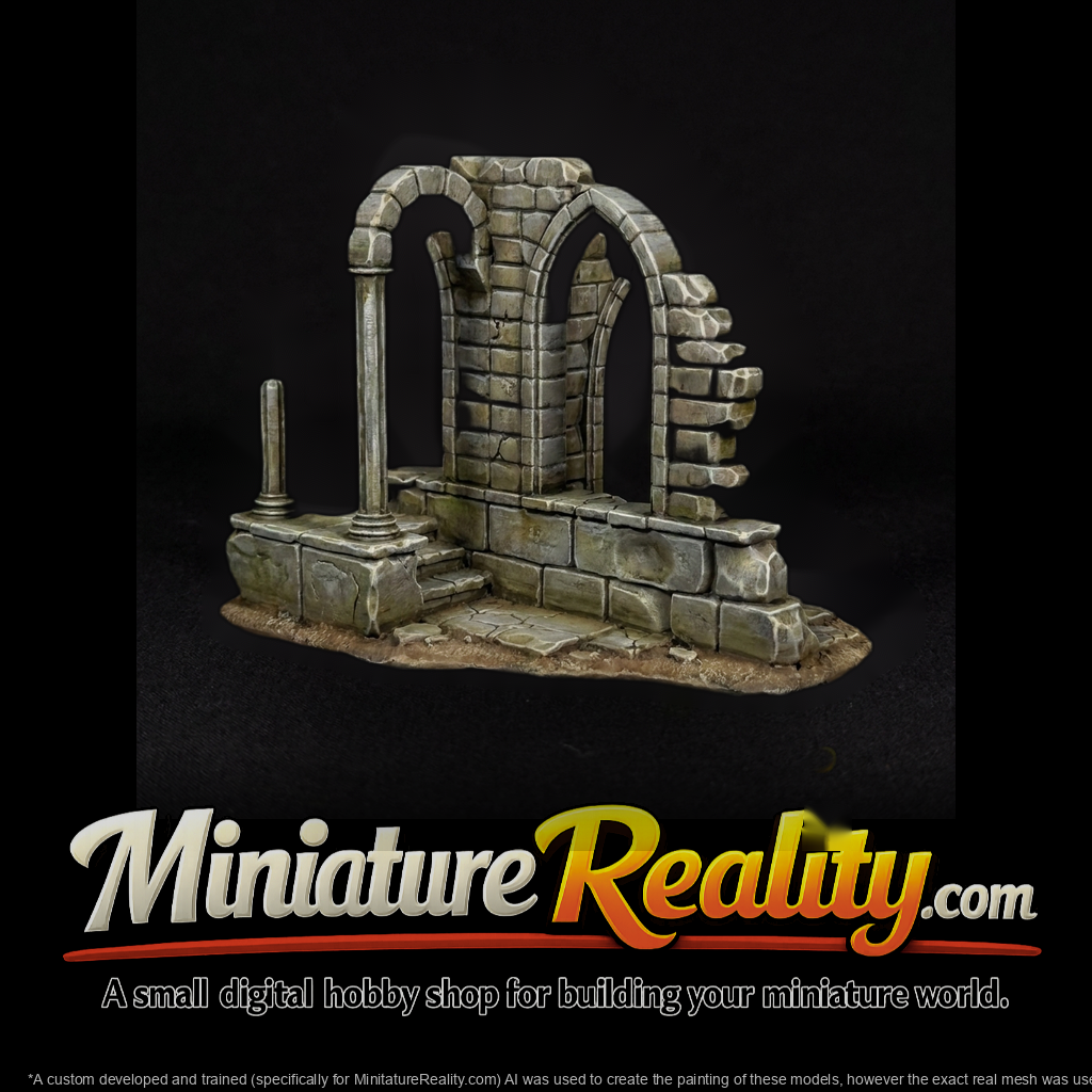 Stylized Stone Ruins Arch & Columns — Modular Terrain