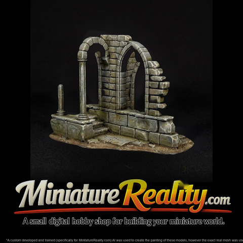 Stylized Stone Ruins Arch & Columns — Modular Terrain