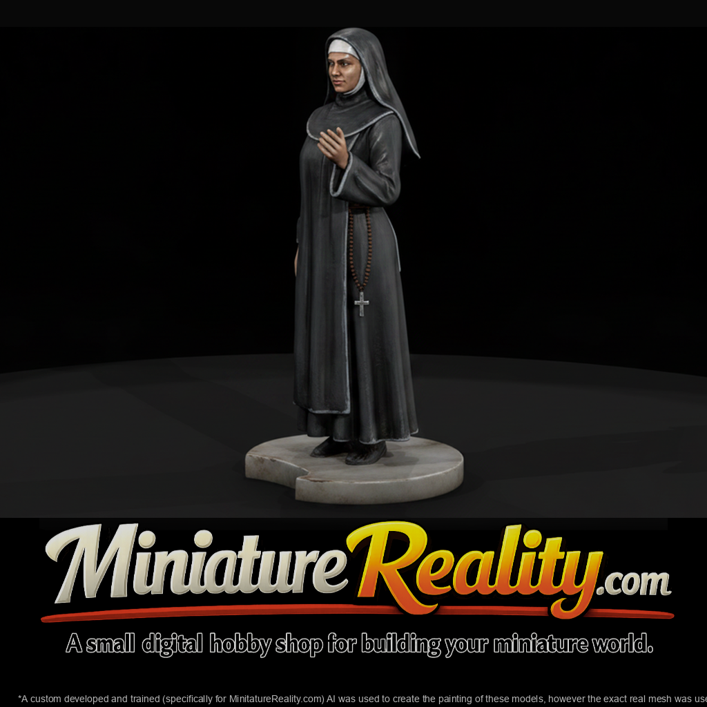 Praying Nun with Rosary