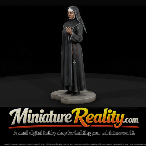 Praying Nun with Rosary