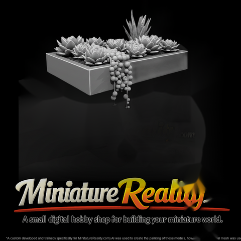 Stylized Monochrome Succulent Garden Planter Phnxh