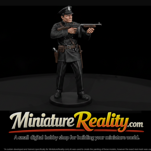 1920s Police Officer with Submachine Gun