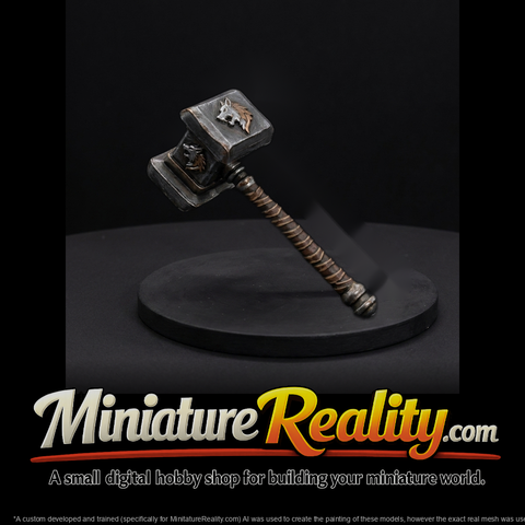 Stylized Medieval Wolf-Crest War Hammer
