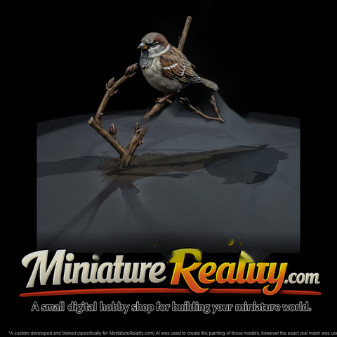 Perched Sparrow on Branch — Bird Sculpture