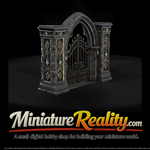 Gothic Cemetery Gate with Iron Doors