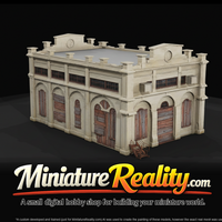 Boarded-Up Two-Story Brick Warehouse miniature, three-quarter view — thumbnail 3