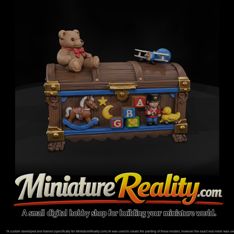 Toy Chest miniature, three-quarter view