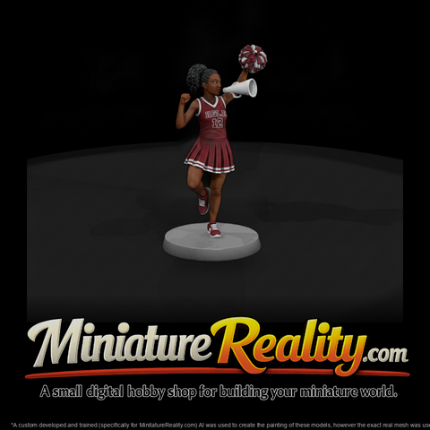 Cheerleader with Pom-Poms and Megaphone