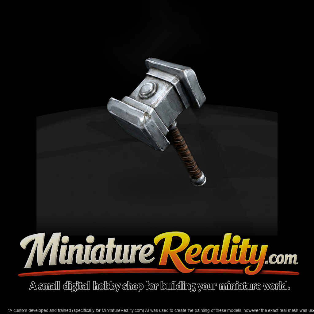 Stylized Fantasy War Hammer - Accessory miniature, three-quarter view