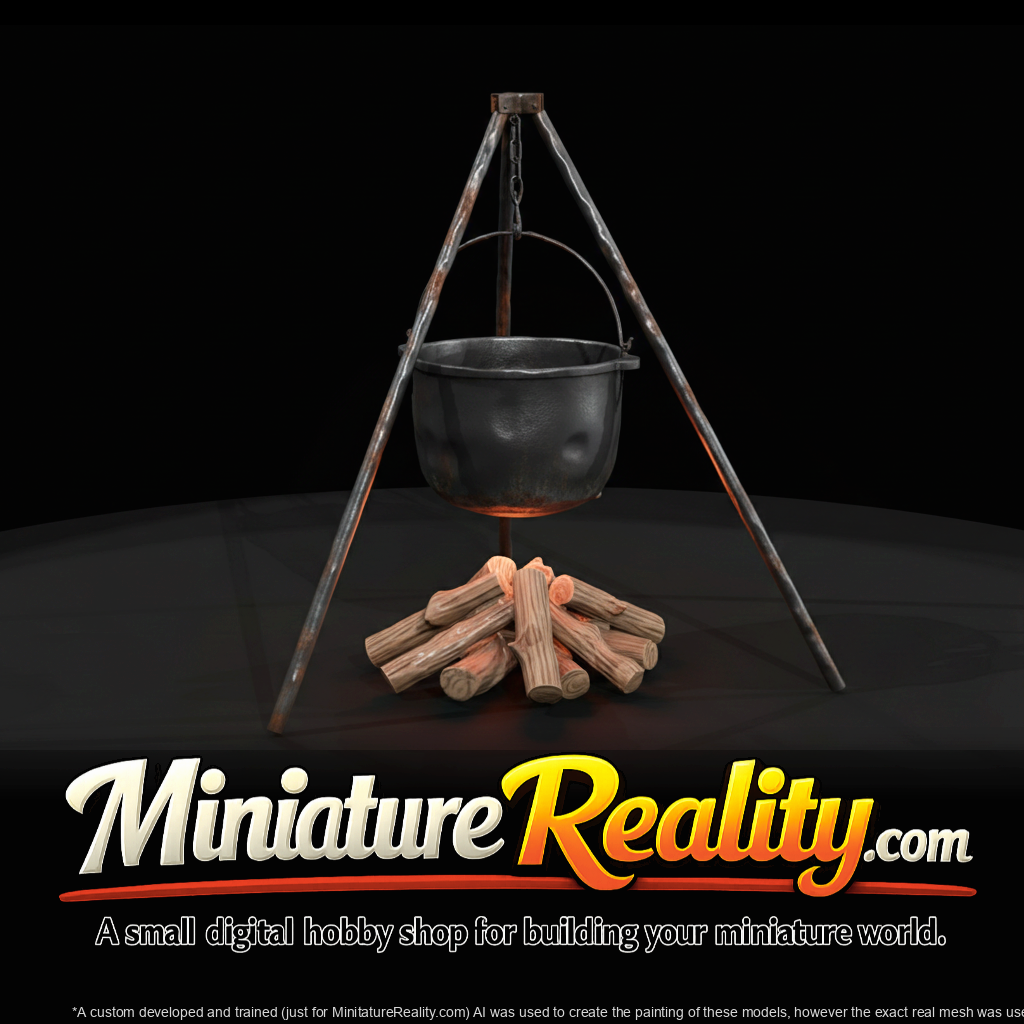 Campfire Cooking Pot miniature, three-quarter view
