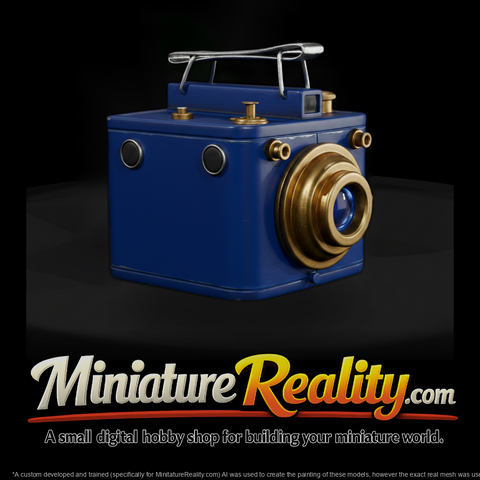 Vintage Blue Box Camera with Brass Lens