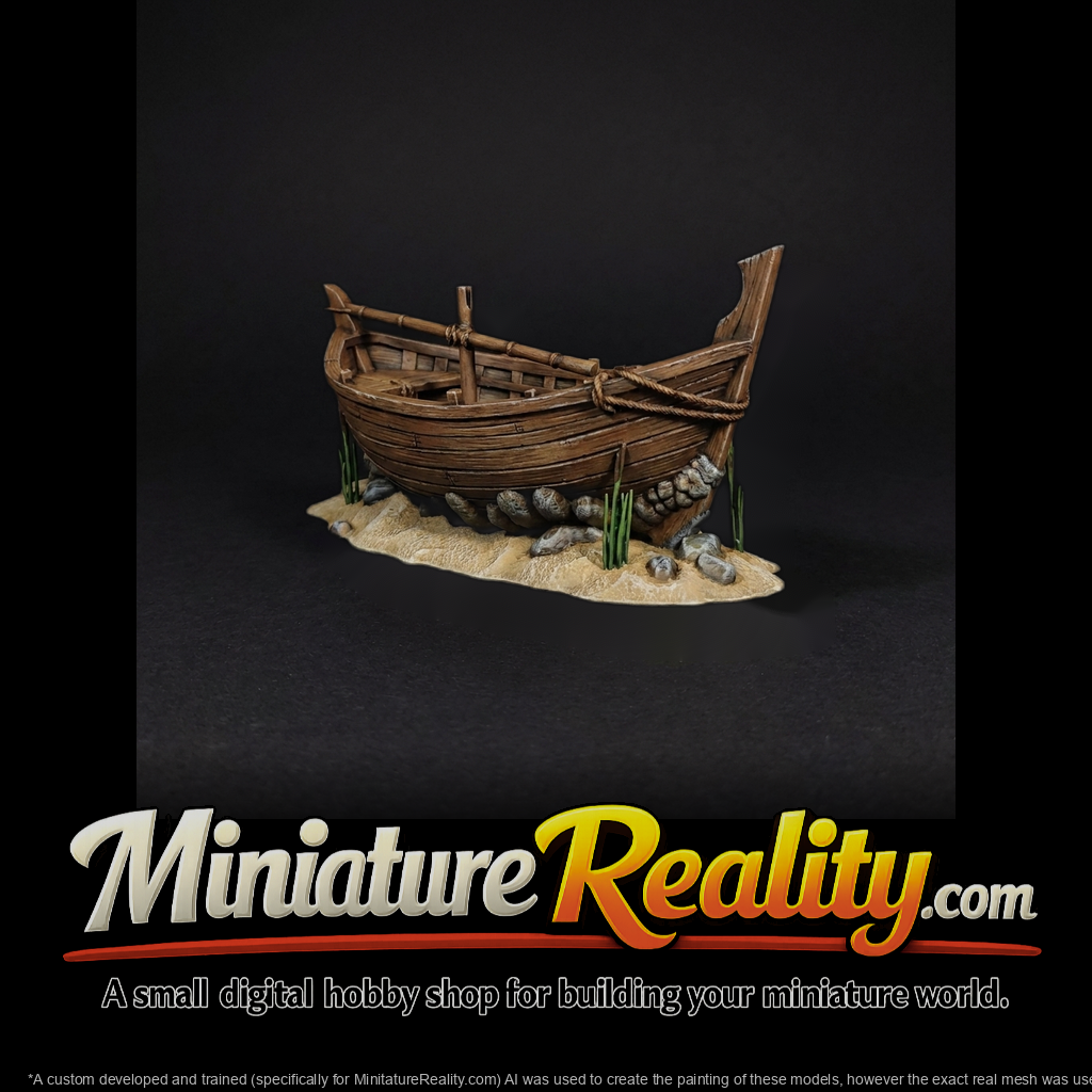 beached-wooden-rowboat-with-shore-diorama-base-ho-1-87-compatible-794833