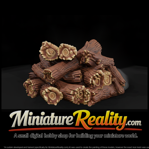 Stacked Firewood Log Pile miniature, three-quarter view