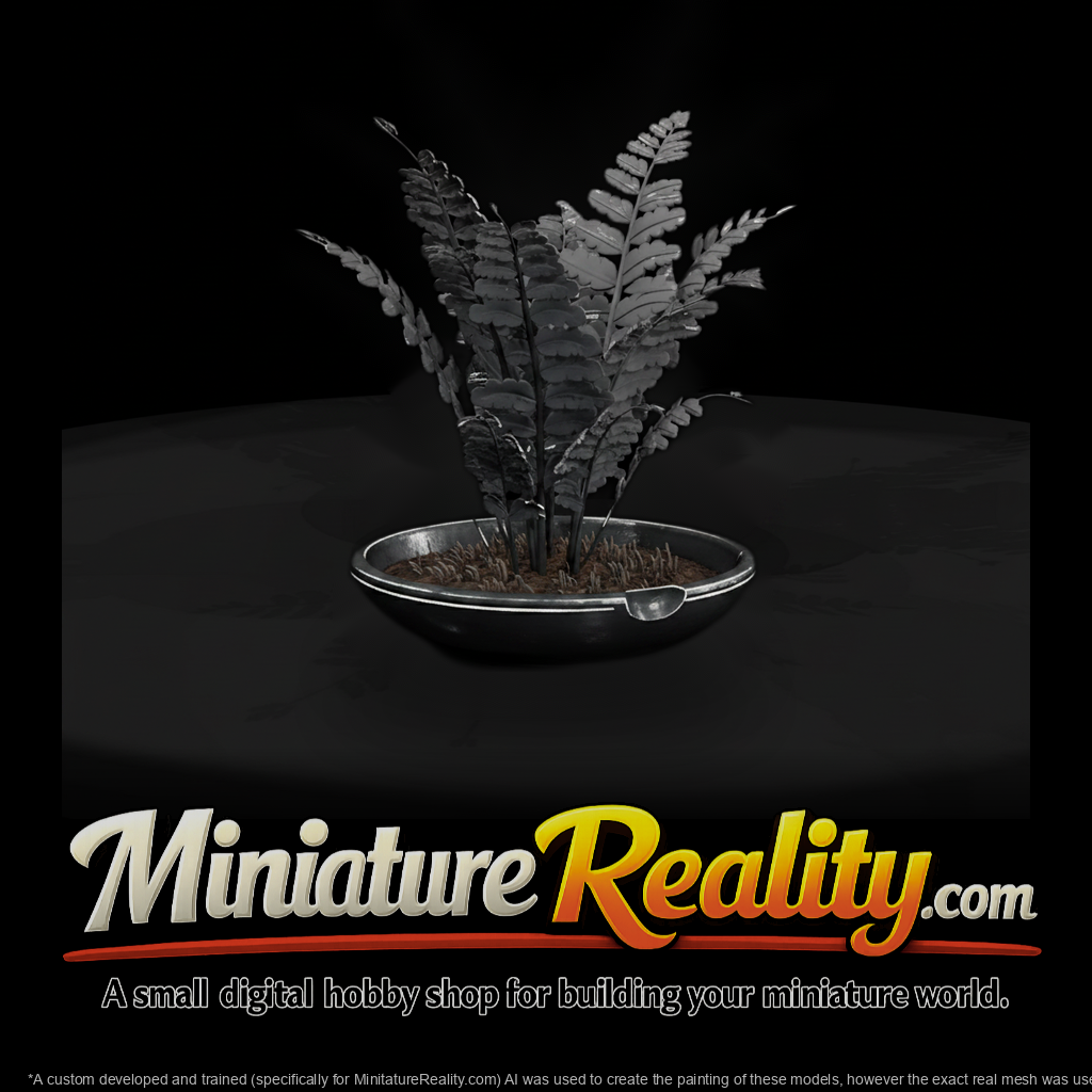 Stylized Monochrome Potted Fern 3D Model 1Qq57Jce