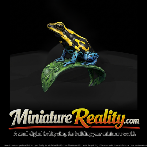 stylized-poison-dart-frog-on-curved-leaf-miniature-diorama-figure-525177