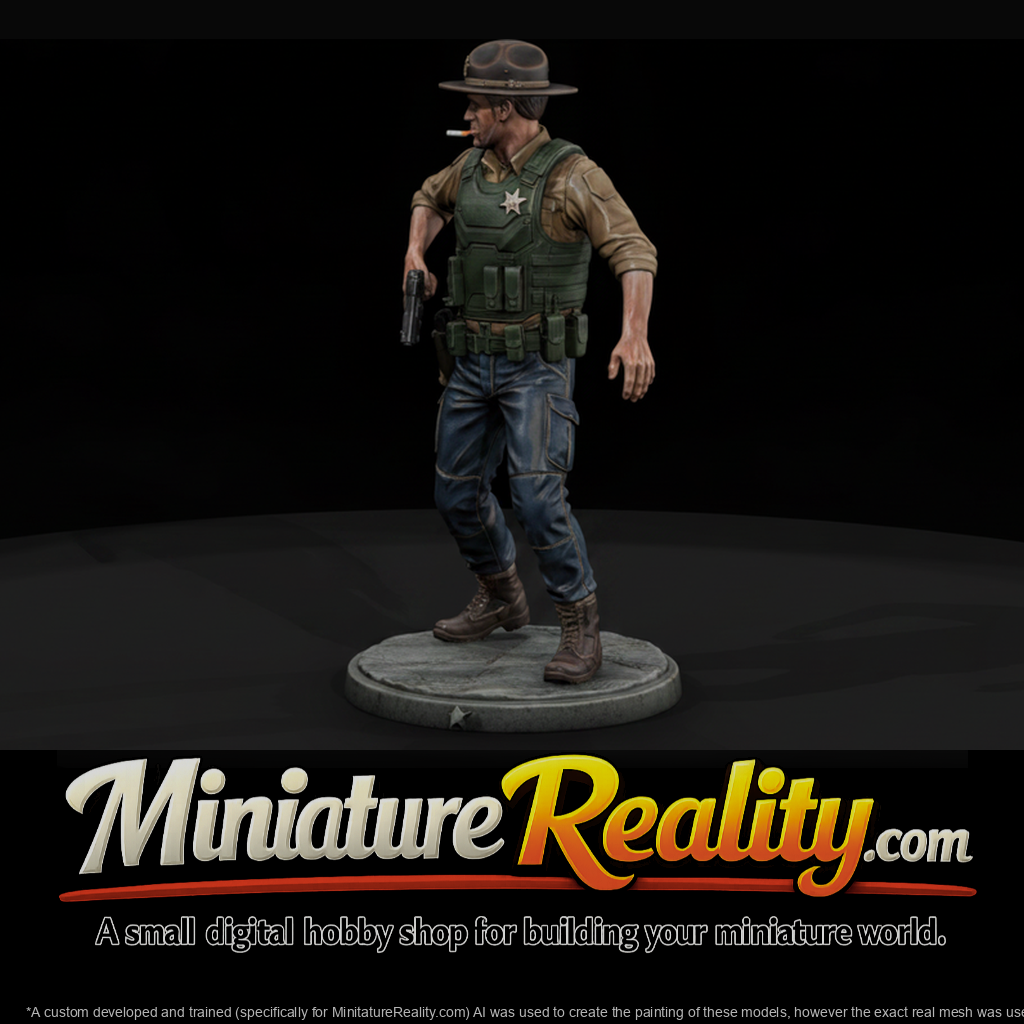 Country Deputy with Pistol Drawn