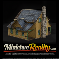 Dilapidated Wooden House miniature, three-quarter view — thumbnail 1