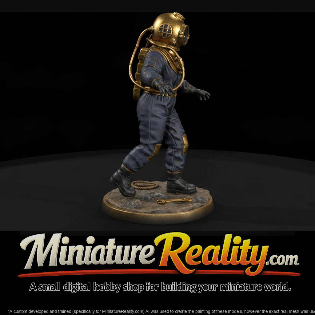 Brass Helmet Hard Hat Diver Walking