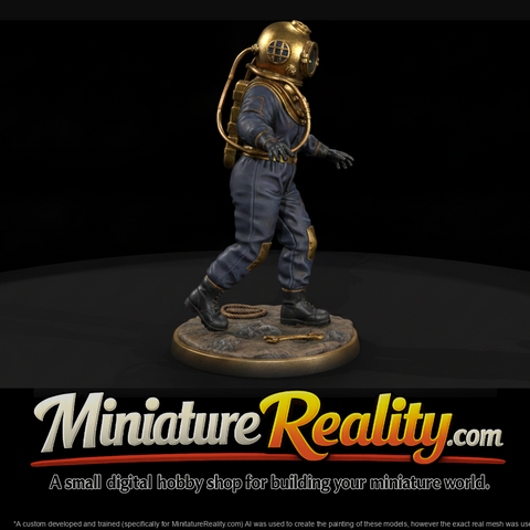 Brass Helmet Hard Hat Diver Walking