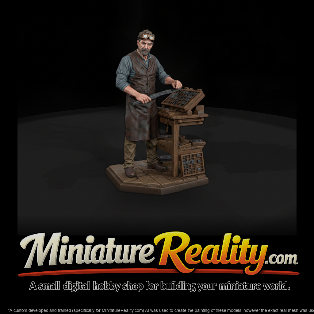 Newspaper Printer at His Type Case